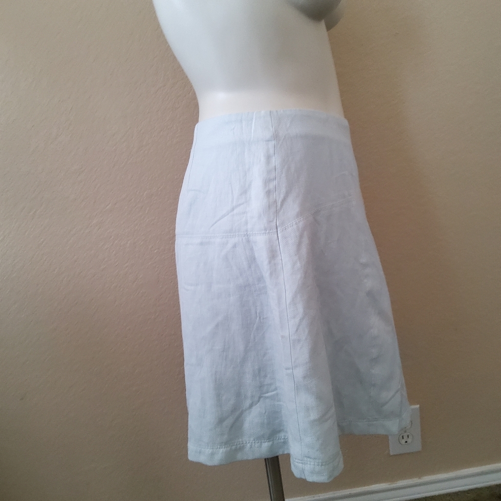 Ann Taylor Loft Linen Flare A-Line Mini Skirt Size 14 Blue New - Picture 3 of 10